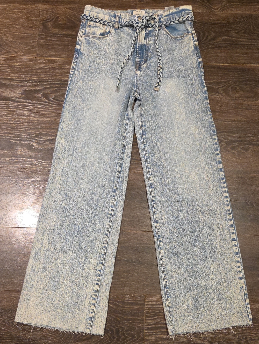 ❤️ NWOT! KENSIE CARLA HIGH RISE WIDE LEG JEANS WITH BRAIDED BELT, 6 (28) - Picture 2 of 12